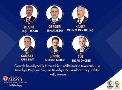 AK Parti'nin Adıyaman Belediye Başkanlarına Tebrikleri