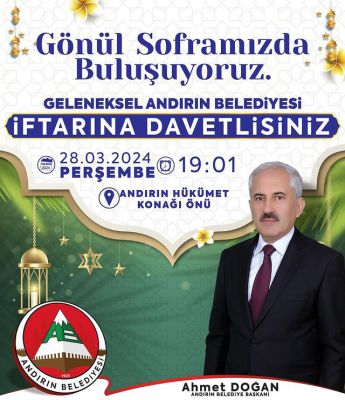 Andırın'da Geleneksel İftar Programı 28 Mart'ta Gerçekleşecek