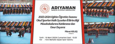 Adıyaman'da Okul Sporları Halk Oyunları İl Birinciliği Müsabakaları Başlıyor