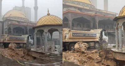 Gaziantep’te Yağış Felaketi: Caminin Avlusu Çöktü