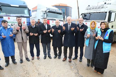 Gaziantep Müftülüğü ve Türkiye Diyanet Vakfı, Gazze'ye 10 Tır Gıda Yardımı Gönderdi