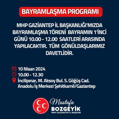 Gaziantep'te MHP Bayramlaşma Etkinliği İçin Hazırlıklar Tamam!